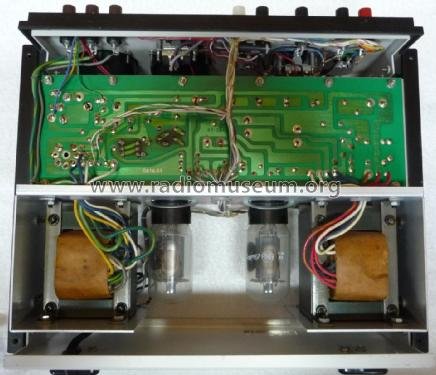 Figure 5 — Internals showing the green solid-state circuit board of an IP-2717A — electrically identical to the SP-2717A — carrying the silicon rectifiers and the ten-zener reference stack that replaced the o…